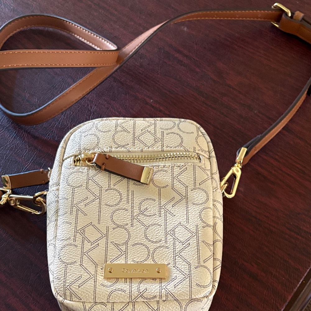Calvin Klein Beige and Brown Crossbody Bag